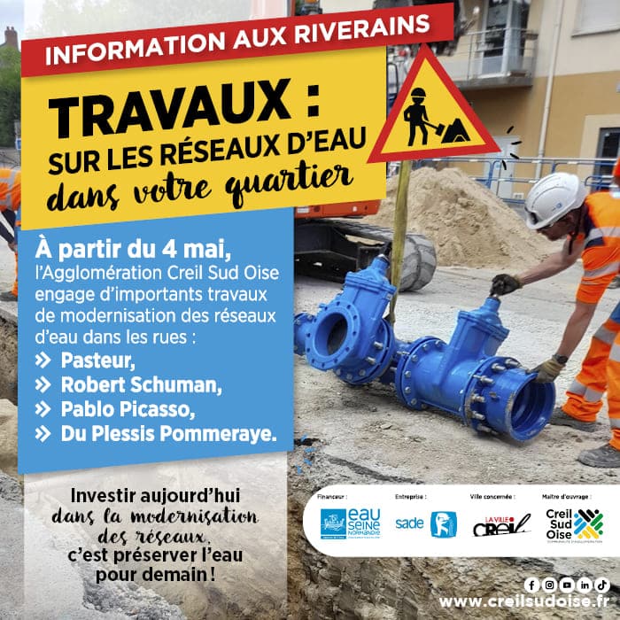 Travaux de modernisation reseaux d&rsquo;eau creil