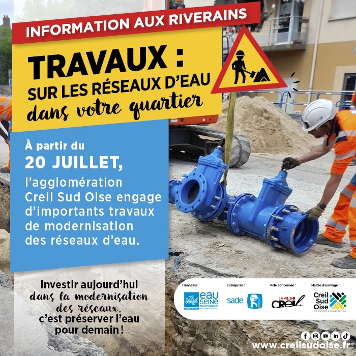 Travaux de modernisation reseaux d&rsquo;eau creil – RUE DU PLESSIS POMMERAIE