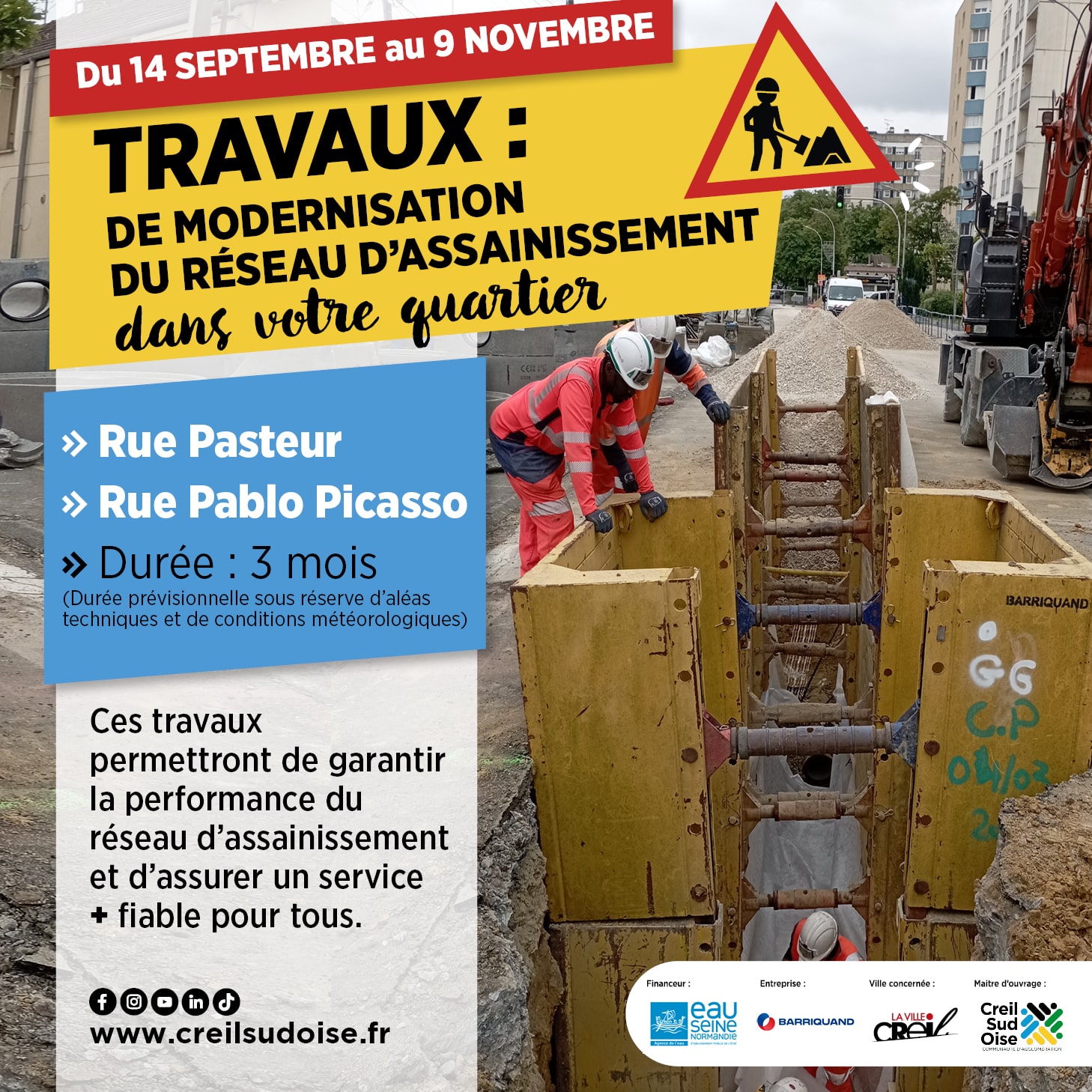 Travaux réseaux assainissement à Creil